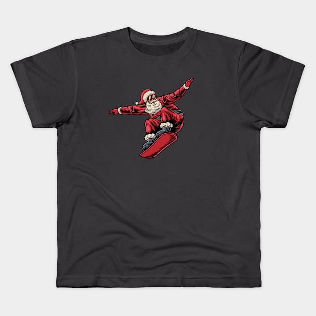 Cool Snowboarding Santa Claus Kids T-Shirt by SLAG_Creative